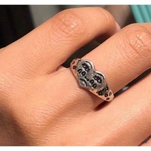 Crying Face Silver Plated Adjustable Ring